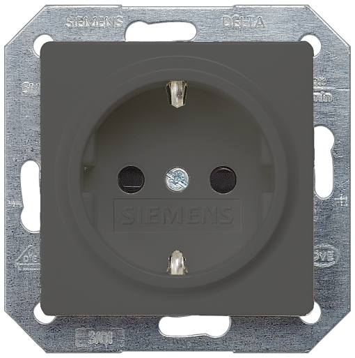DELTA isystem SCHUKO socket outlet with increased touch protection carbon m