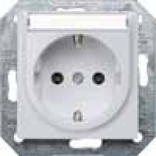 DELTA isystem SCHUKO socket outlet with labeling field aluminum metallic