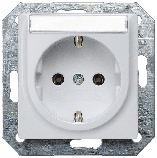 DELTA isystem SCHUKO socket outlet with labeling field aluminum metallic