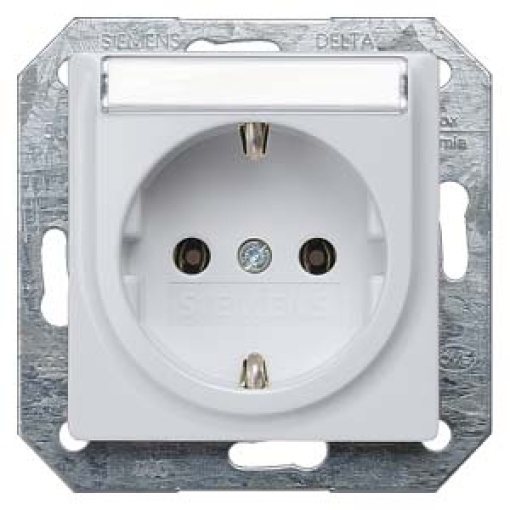 DELTA isystem SCHUKO socket outlet with labeling field aluminum metallic