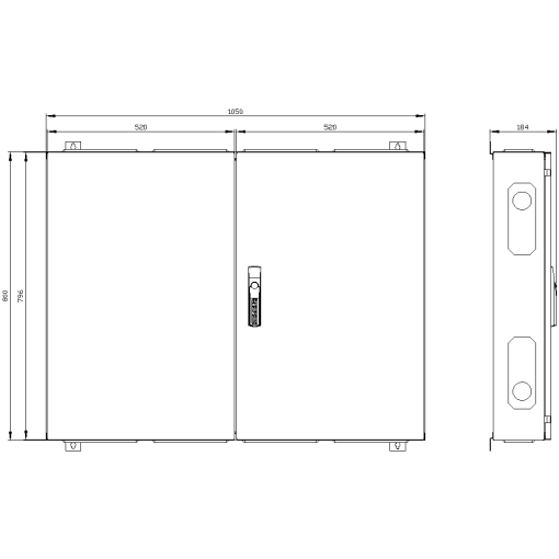 ALPHA 160 wallmounted cabinet surface mounting with distribution board pa