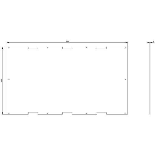 ALPHA mounting panel W 500 mm H 1000 mm cabinetheight without