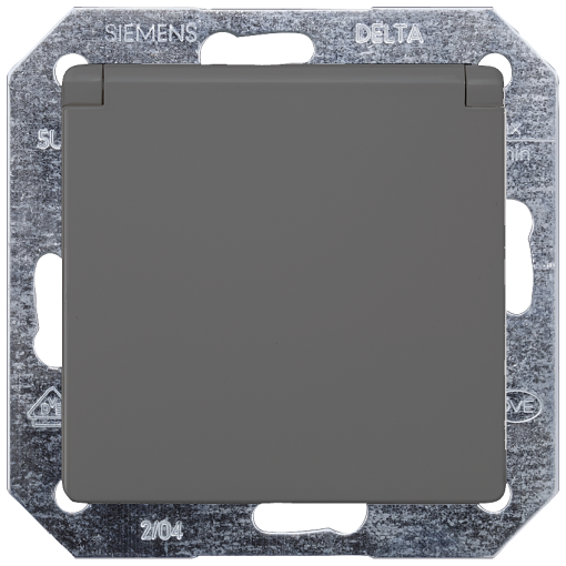 DELTA isystem SCHUKO socket outlet with hinged lid carbon metallic