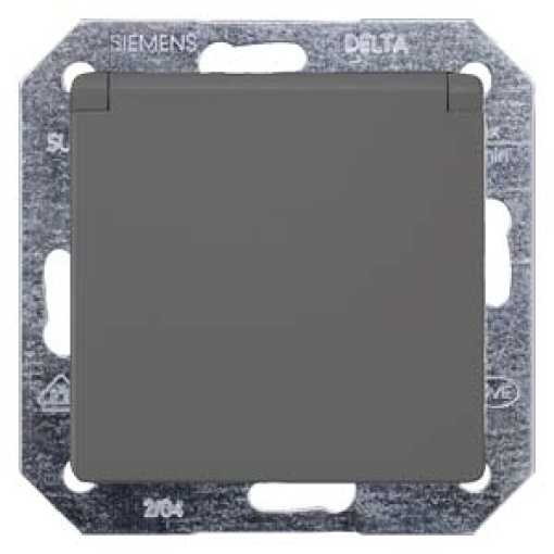DELTA isystem SCHUKO socket outlet with hinged lid carbon metallic