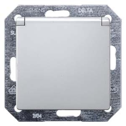 DELTA isystem SCHUKO socket outlet with hinged lid aluminum metallic