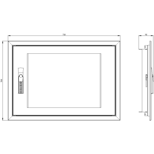 transparent door with masking frame for flush mounting simple version Heigh