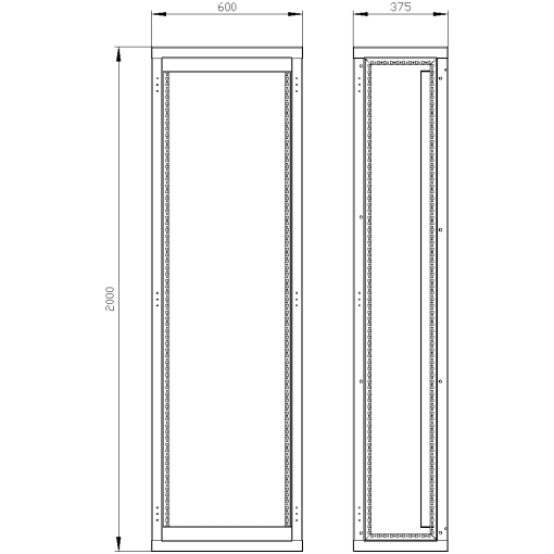 ALPHA 1600 DIN adapter set for modular distribution board H2000 W600 D400