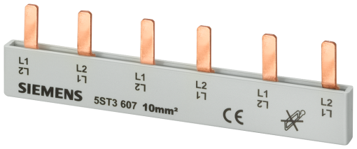 Pin busbar 10 mm² connection 2 x 2phase safe to touch