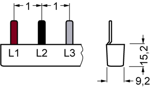 Pin busbar 10 mm² connection 4 x 3phase safe to touch