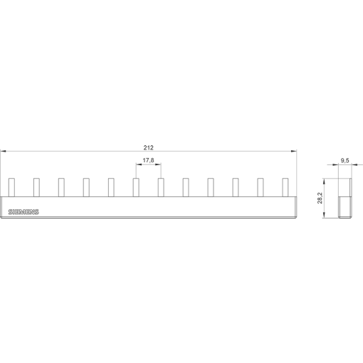 Pin busbar 10 mm² connection 4 x 3phase safe to touch