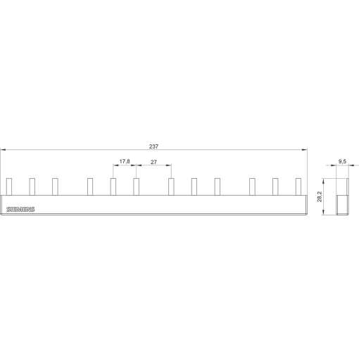 Pin busbar 10 mm² connection 4 x 3phaseASFC safe to touch