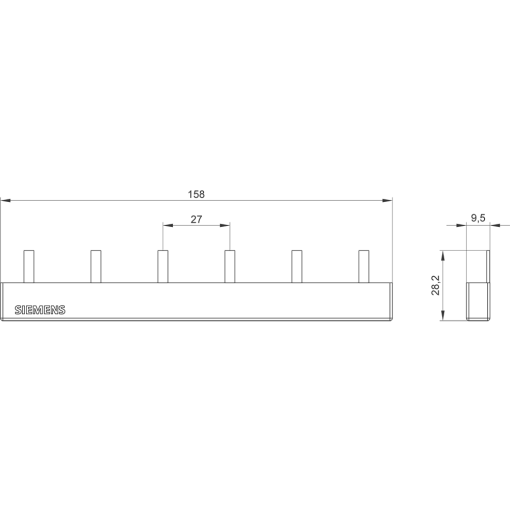 Pin busbar 10 mm² connection 2 x 3 x 1 x phaseASFC safe to touch