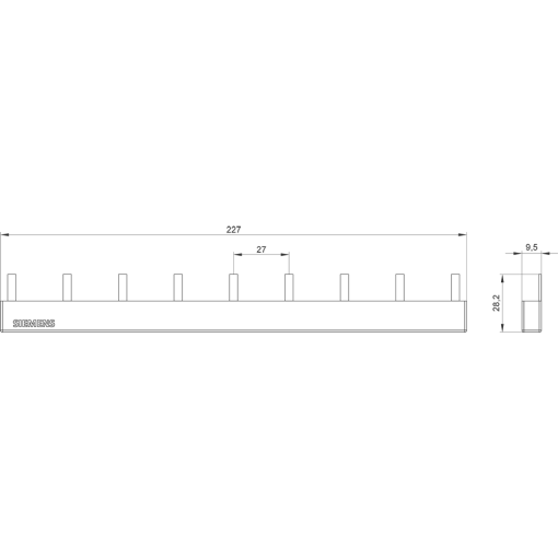 Pin busbar 10 mm² connection 3 x 3 x 1 x phaseASFC safe to touch