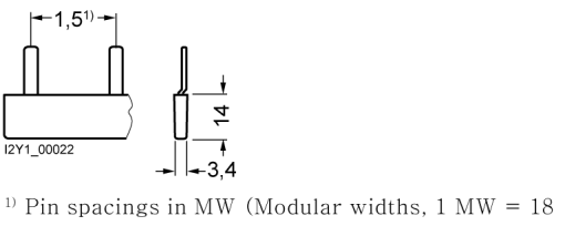 Pin busbar 16 mm2 connection 6x 1phaseAUXFS fingersafe