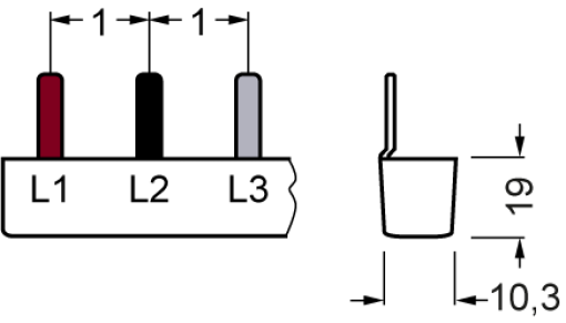Pin busbar 16 mm² connection 3 x 3phase safe to touch