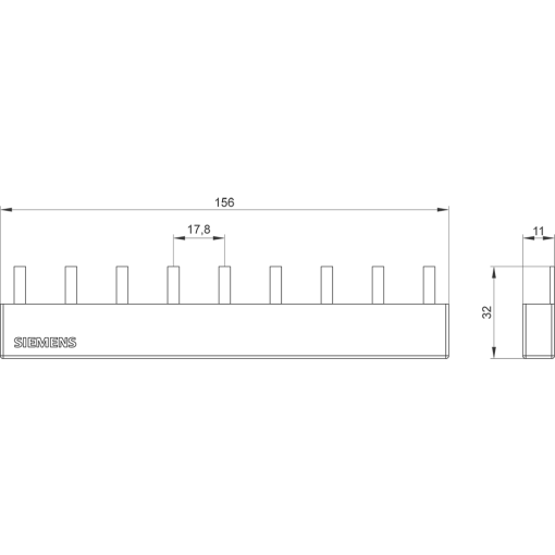 Pin busbar 16 mm² connection 3 x 3phase safe to touch