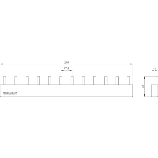 Pin busbar 16 mm² connection 4 x 3phase safe to touch