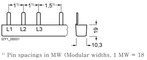 Pin busbar 16 mm² connection 4 x 3phaseASFC safe to touch