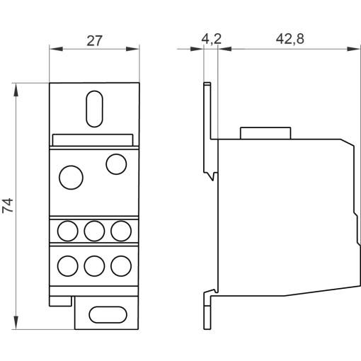 Distribution block 1pole 125 A 690V Input 1x 10351x 616 mm2 Output 6x