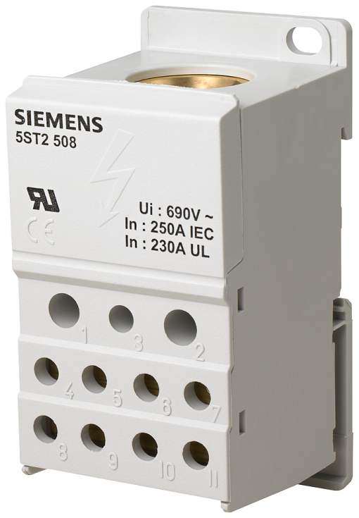 Distribution block 1pole 250 A 690V Input 1x 35120 mm2 Output 2x2525