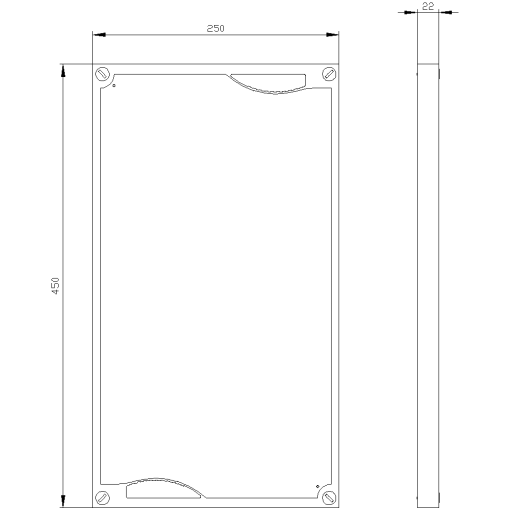ALPHA front cover closed H 450 mm W 250 mm