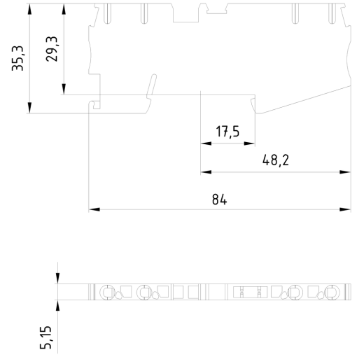 Isolating terminal for isolating plug with springloaded connection 4 terminals