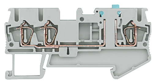Isolating blade terminal with springloaded connection 3 terminals