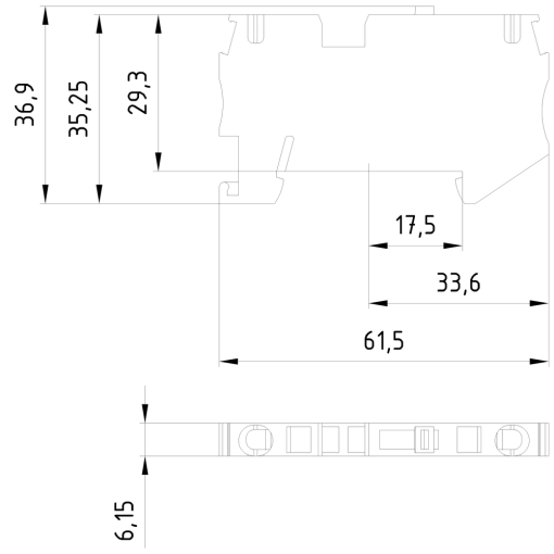 Isolating blade terminal with springloaded connection crosssection 054 