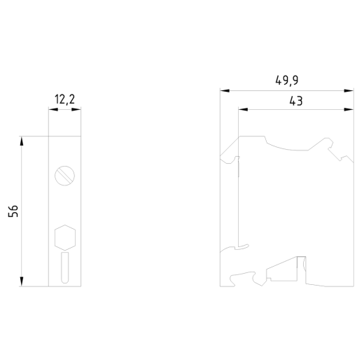 N conductor isolating terminal with screw terminal crosssection 16 mm2 wi