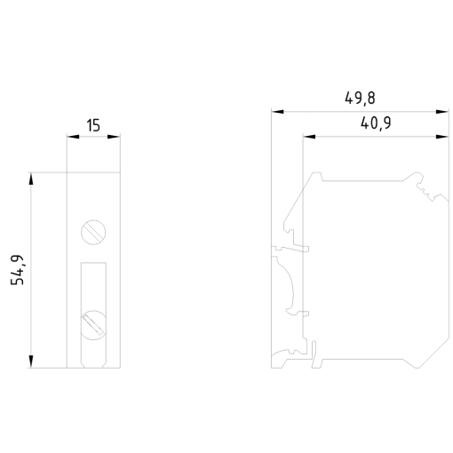 N conductor isolating terminal with screw terminal crosssection 35 mm2 wi