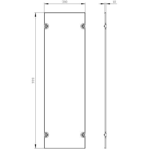 ALPHA 630 Universal Section cover without cutouts H1000 mm W300 mm