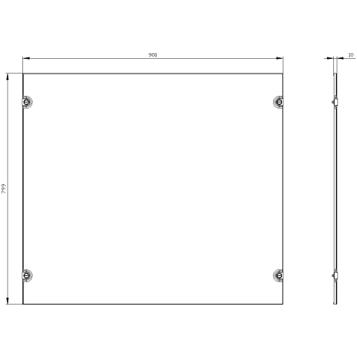 ALPHA 630 Universal Section cover without cutouts H800 mm W900 mm