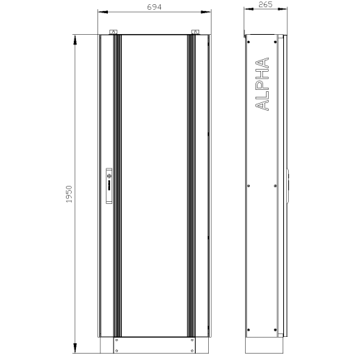 ALPHA 630 UNIVERSAL Floormounted cabinet with distribution board panel IP
