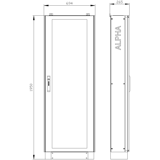 ALPHA 630 UNIVERSAL Floormounted cabinet with distribution board panel IP
