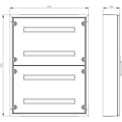 ALPHA 125 UNIVERSAL wallmounted cabinet Surface mounting with distributio