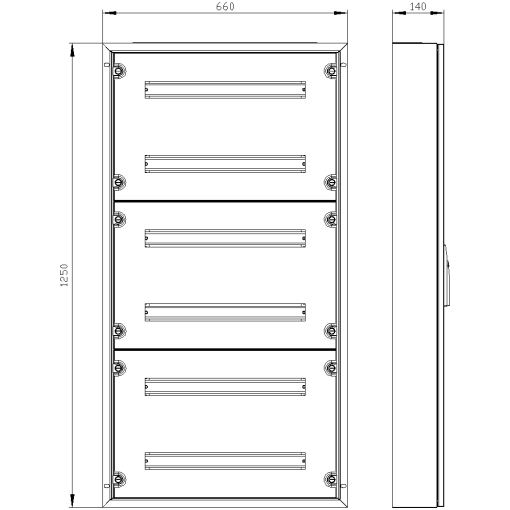 ALPHA 125 wallmounted cabinet with distribution board panel IP43 H 1200