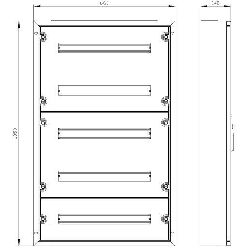ALPHA 125 wallmounted cabinet with distribution board panel IP43 H 1000