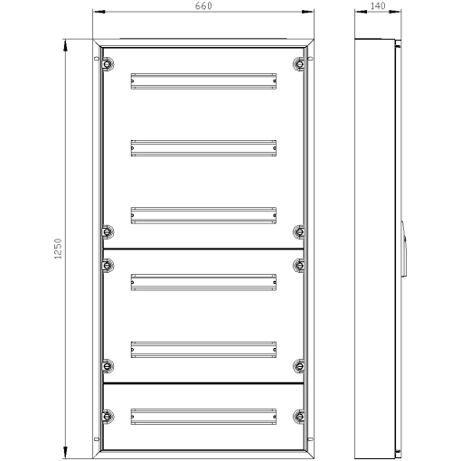 ALPHA 125 wallmounted cabinet with distribution board panel IP43 H 1200
