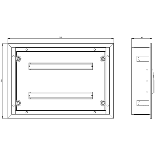 ALPHA 125 wallmounted cabinet Flushmounting with distribution board pane