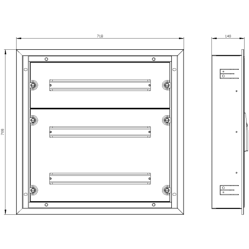 ALPHA 125 UNIVERSAL wallmounted cabinet Flushmounting with distribution 