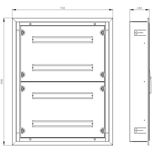 ALPHA 125 UNIVERSAL wallmounted cabinet Flushmounting with distribution 
