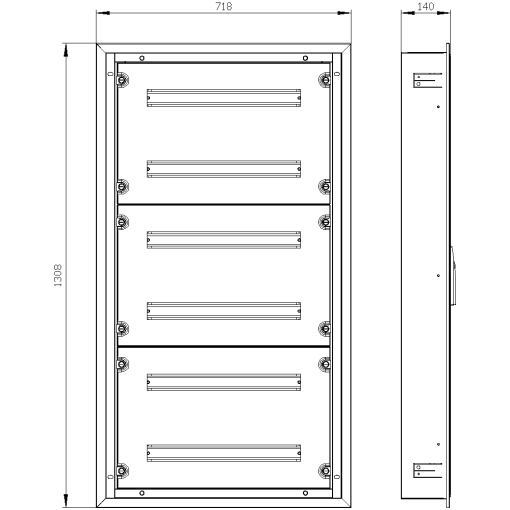 ALPHA 125 UNIVERSAL wallmounted cabinet Flushmounting with distribution 