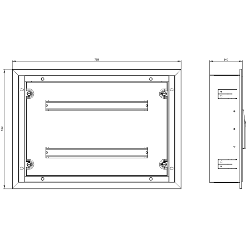 ALPHA 125 wallmounted cabinet Flushmounting with distribution board pane