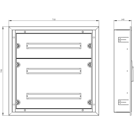 ALPHA 125 UNIVERSAL wallmounted cabinet Flushmounting with distribution 
