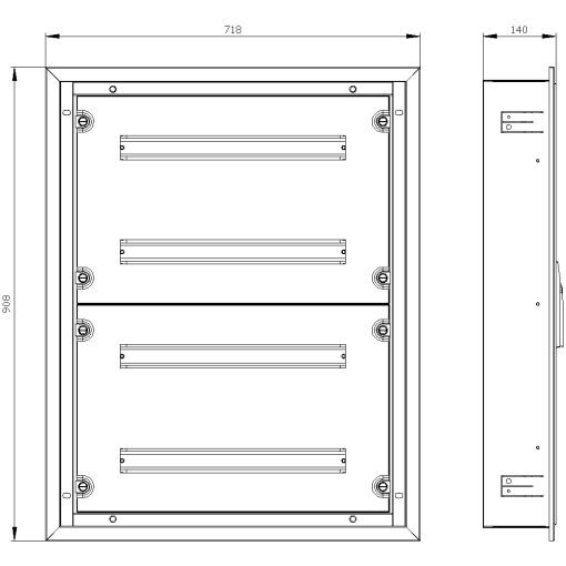 ALPHA 125 UNIVERSAL wallmounted cabinet Flushmounting with distribution 