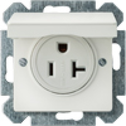 DELTA isystem NEMA socket outlet with hinged lid 2poleE titanium white