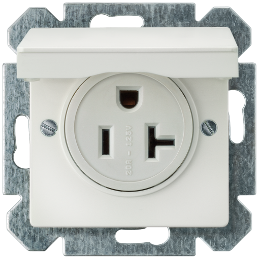 DELTA isystem NEMA socket outlet with hinged lid 2poleE titanium white