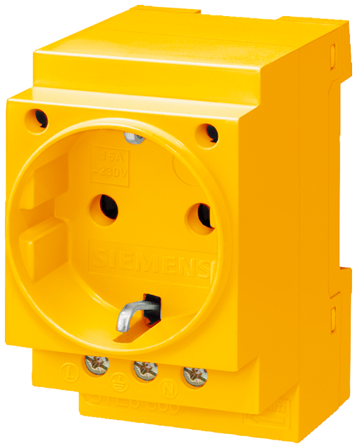 SCHUKO socket outlet 16 A yellow acc to DIN VDE 0620 for installation in dis