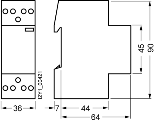 Insta contactor with 4 NO contacts contact for 230 V AC 400 V 25 A control 