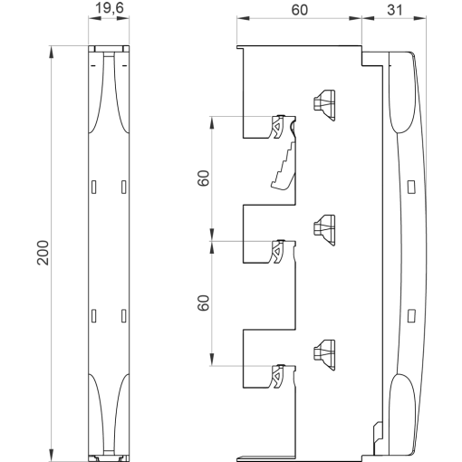 Connection module 3phase with cover F R 1516 mm2 for 510 mm busbars